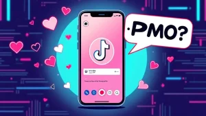 PMO meaning on TikTok explained with social media icons and smartphone